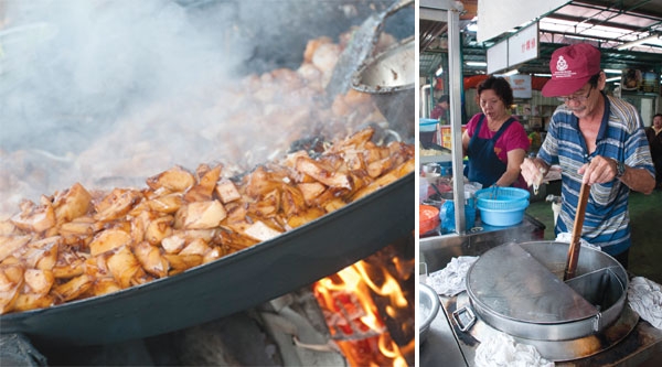 Char koay kak at Kimberley Street (left). Hokkien mee at Swee Kong Coffee Shop in Pulau Tikus